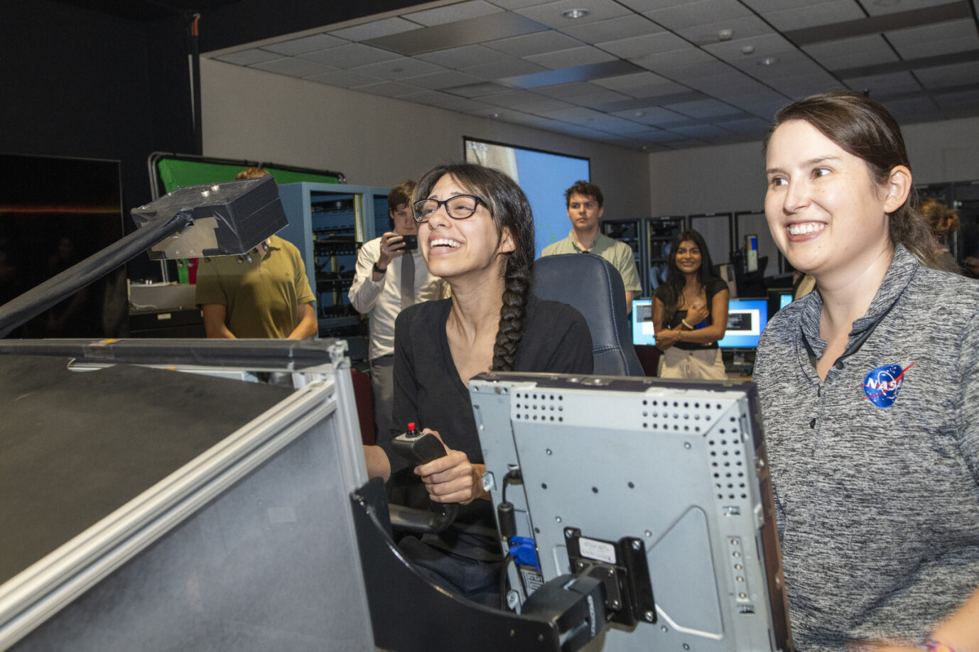 NCAS Mission 3: Innovate, NCAS student Monica Michael takes her turn flying the X-59 simulator.