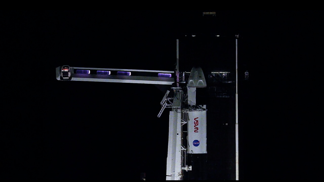 The crew access arm has retracts for NASA's SpaceX Crew-6 mission launch