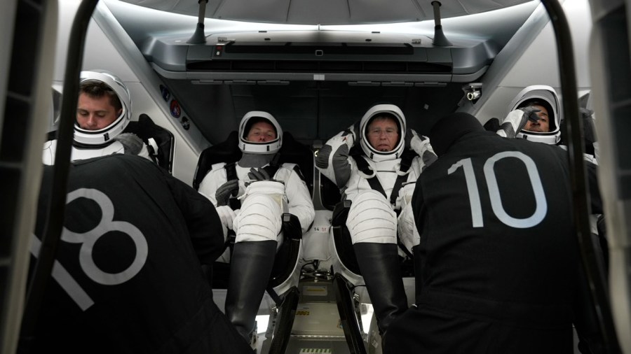 Crew-6 crew members inside SpaceX's Dragon Endeavour spacecraft
