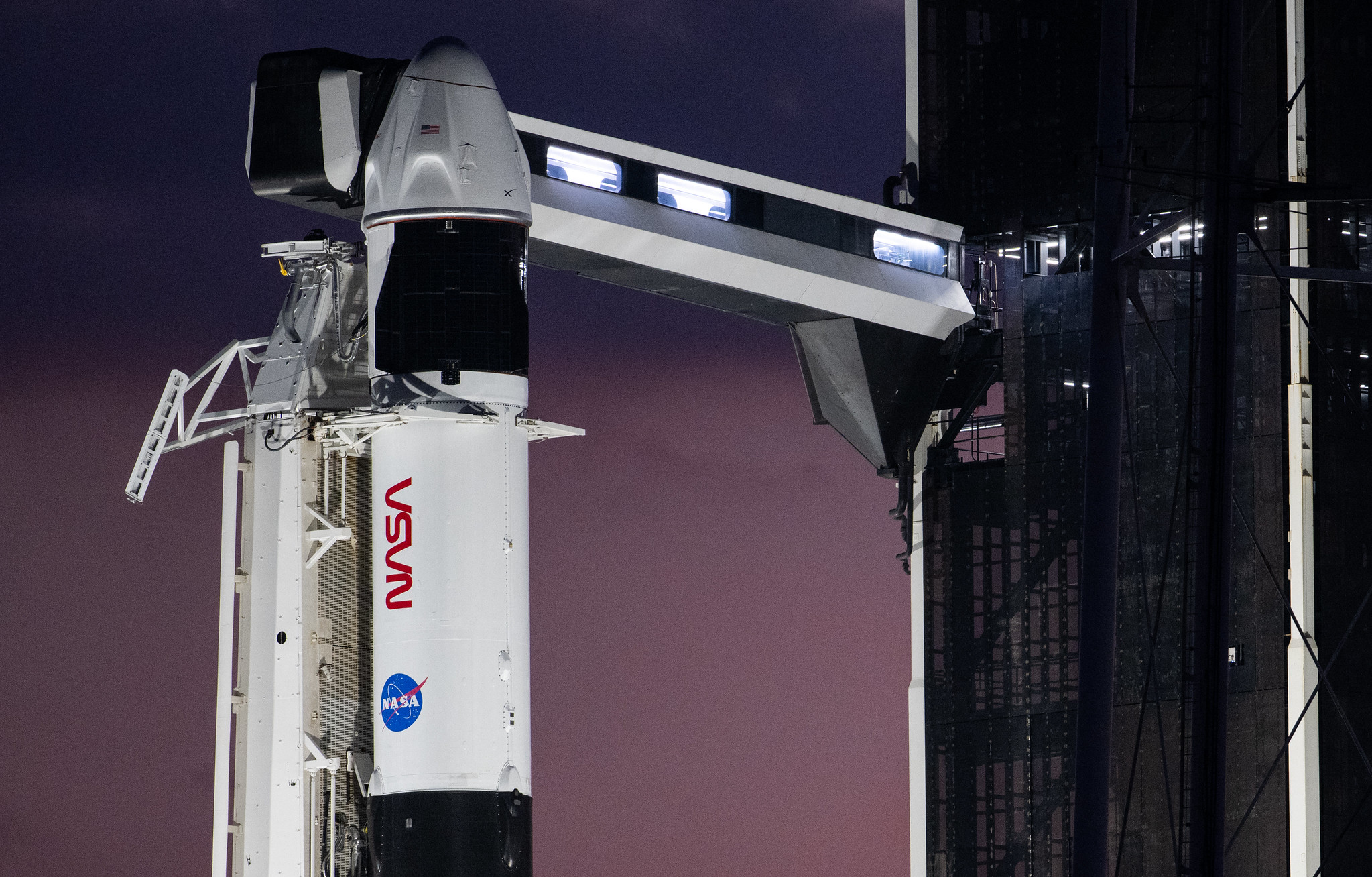 NASA's SpaceX Crew-6 rocket and spacecraft at Launch Complex 39A at Kennedy Space Center