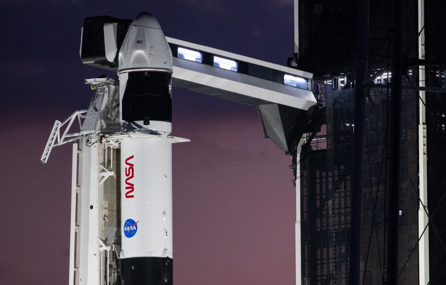 NASA's SpaceX Crew-6 rocket and spacecraft at Launch Complex 39A at Kennedy Space Center