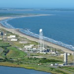 Aerial view of the coastal launch range of Wallops Flight Facility