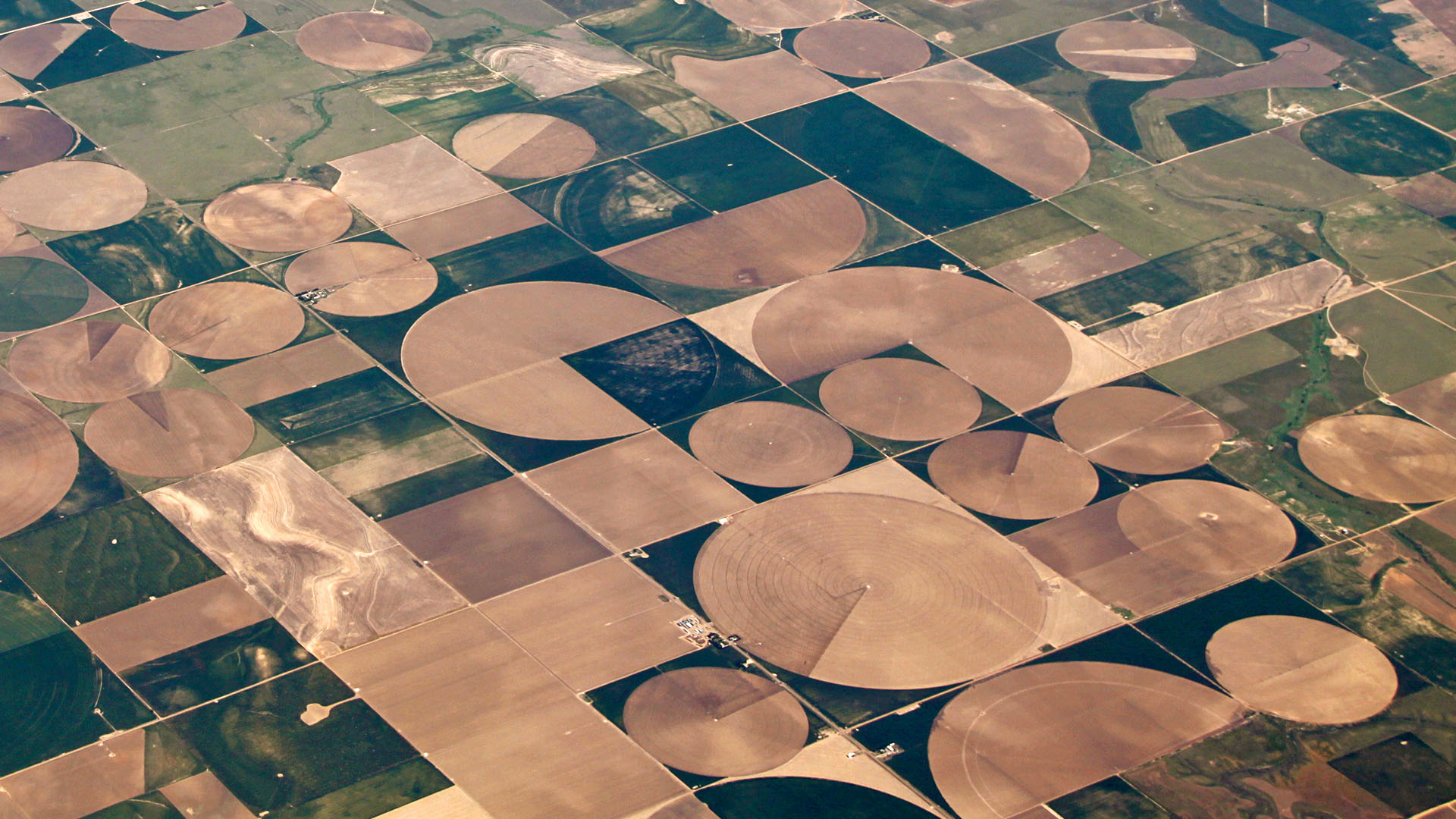 Aerial shot of fields.