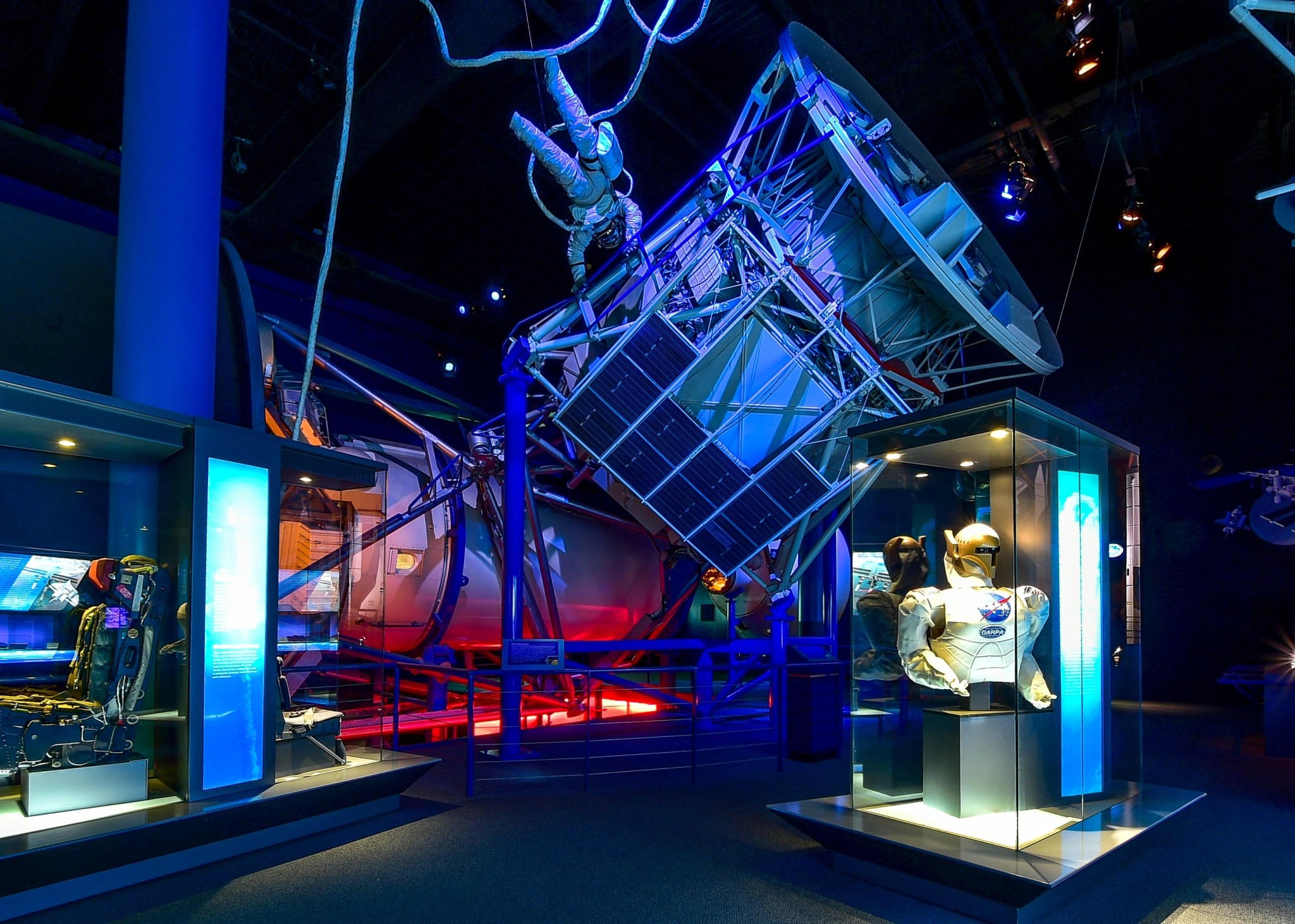 Interior of a museum showing cool NASA artifacts