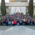 Large group of people standing in front of NASA's Armstrong Flight Research Center's main building.