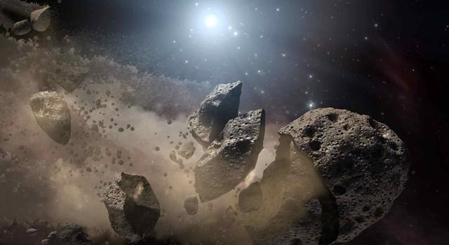 An illustration of asteroids 