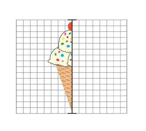 half of an ice cream cone shown on a grid
