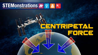 STEMonstration: Centripetal Force showing arrows pointing towards Earth