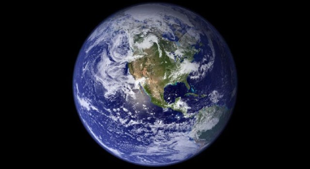 A picture of Earth from space, focused on North America
