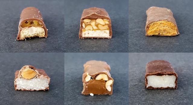 structures found inside different candy bars