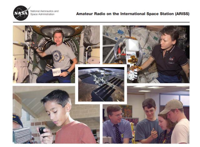 Front cover of Amateur Radio on the ISS showing students talking with the crew