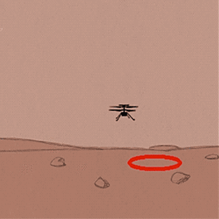 Animated gif of a helicopter landing on Mars 