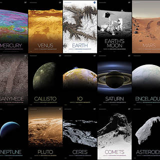 Posters of planets and moons of the solar system