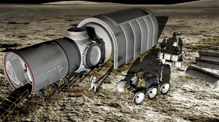 Artist rendering of a lunar outpost