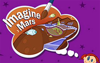 Imagine Mars with a paintbrush painting Mars
