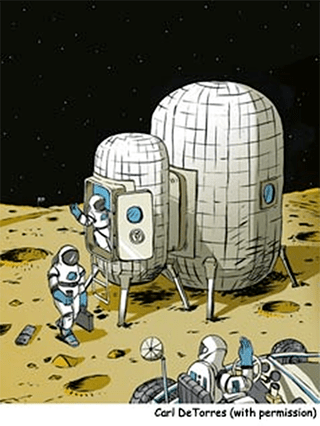 An artist illustration of a moon habitat