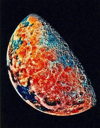 A false color image of the moon