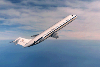 C -9  jet going into a parabolic maneuver