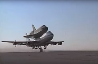 The space shuttle rides on the back of a modified 747 jet