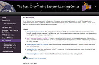 The Rossi X-ray Timing Explorer Learning Center screenshot