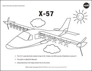 Black and white drawing of the X-57 airplane