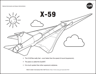 Black and white drawing of the X-59 airplane