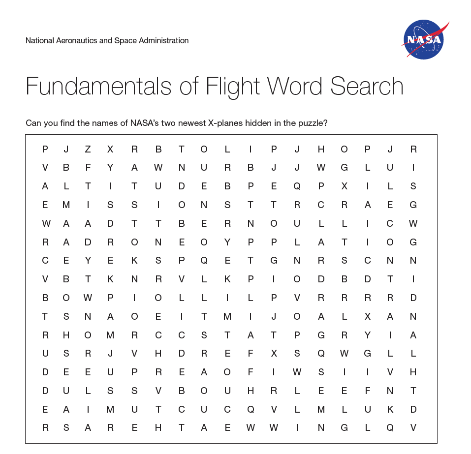Fundamentals of Flight Word Search screenshot.