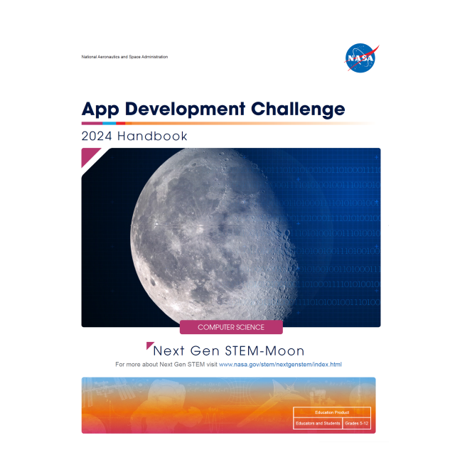 App Development Challenge 2024 Handbook with the image of the moon in the background