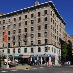 Photo of the GISS facility, Columbia University's Armstrong Hall at the corner of Broadway and West 112th Street in New York City, on a sunny afternoon in May 2013.