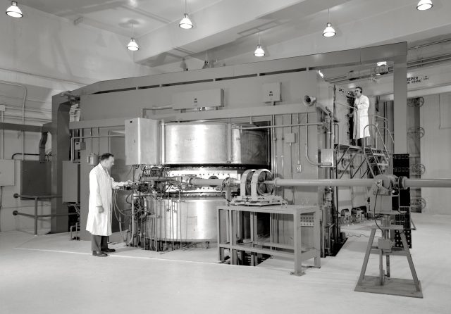 Black and white image of the cyclotron facility