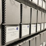 Archives boxes in the HQ archival collection