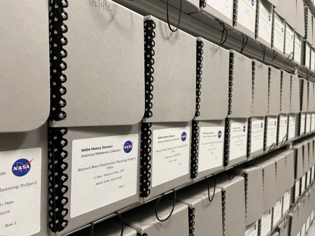 Archive boxes in the HQ archival collection