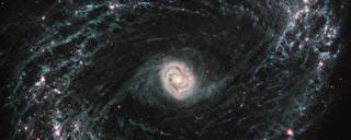 NGC 1433 is a barred spiral galaxy with a particularly bright core surrounded by double star forming rings.