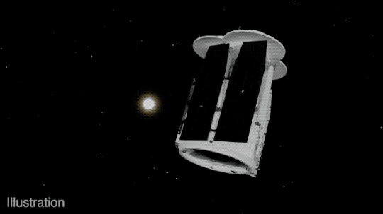 A gif of IXPE deploying in space before starting its science operations to study the cosmos.