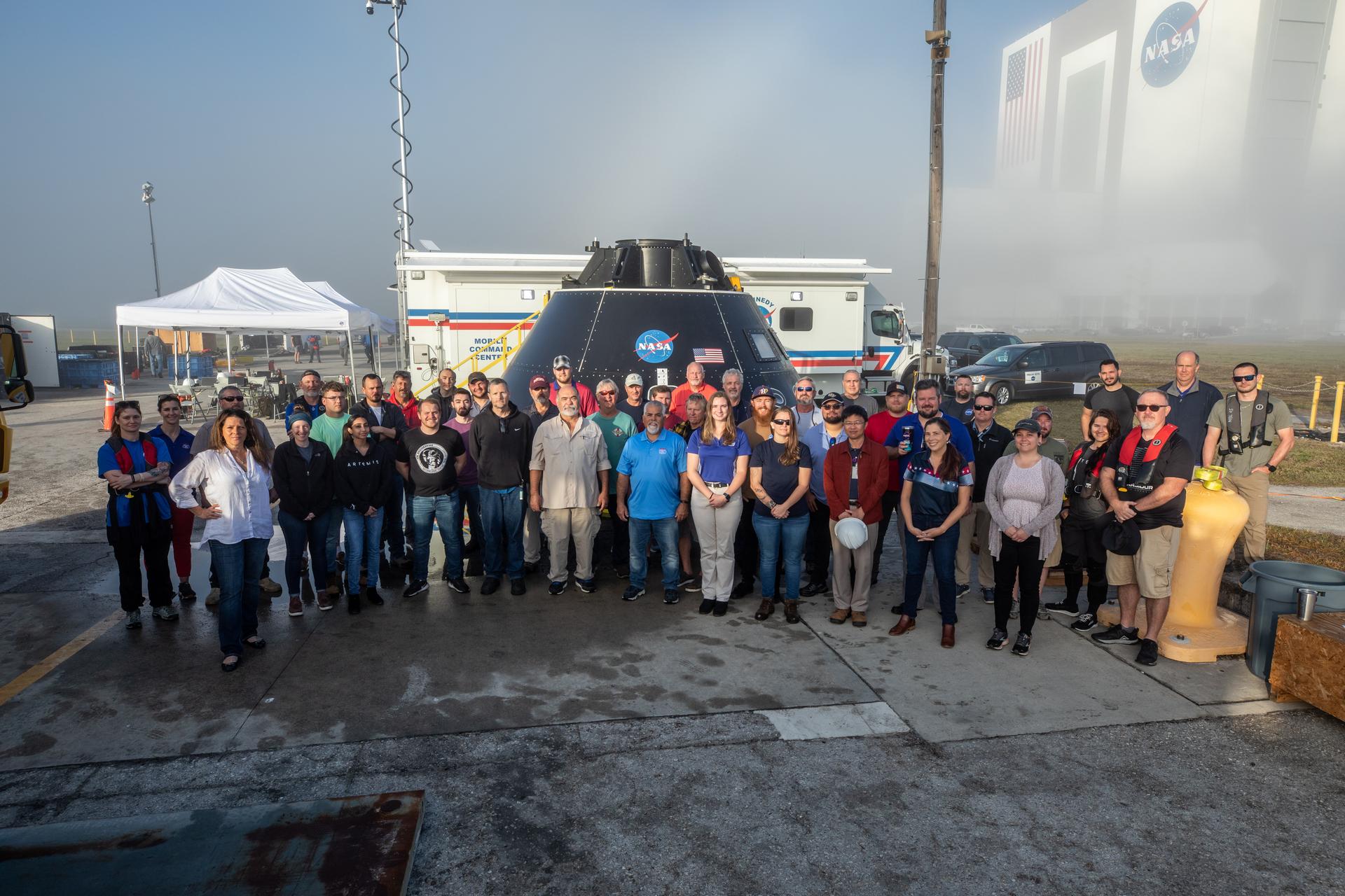 Members of the Exploration Ground Systems landing and recovery team at Kennedy Space Center