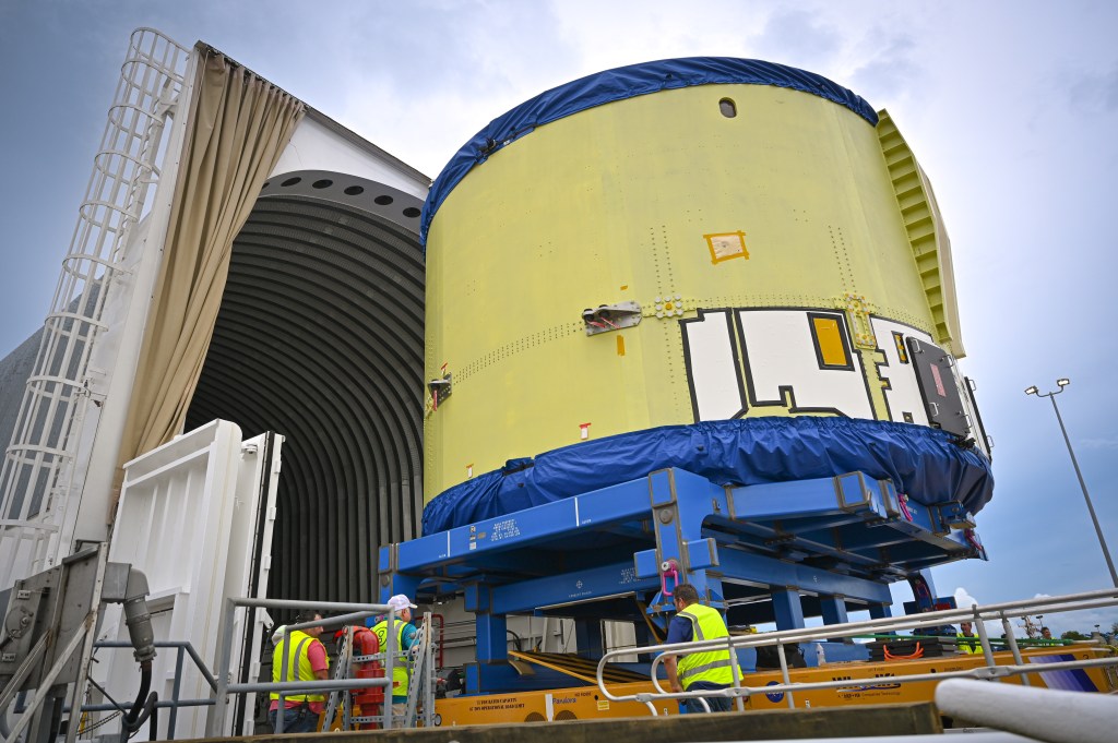 
			Rocket Hardware for Future Artemis Flights Moved to Barge for Delivery to NASA’s Kennedy Space Center - NASA			