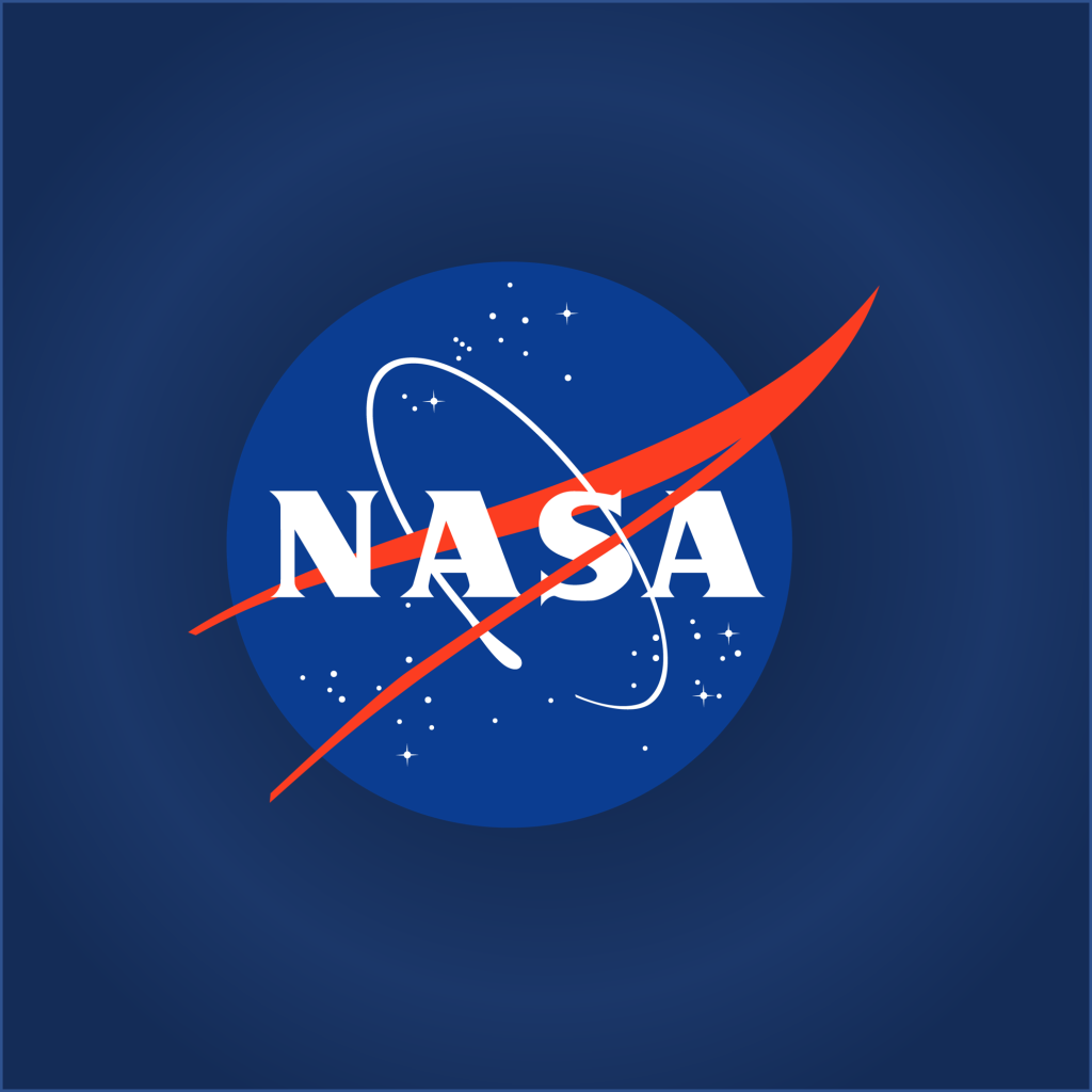 the nasa meatball on a dark blue background