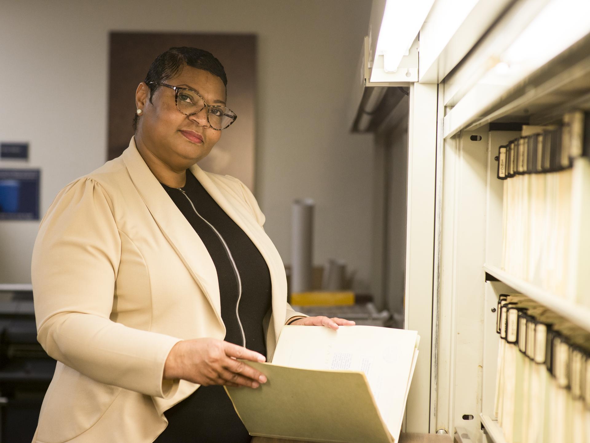 NASA Senior Photo Researcher, Connie Moore, at NASA Headquarters in Washington.