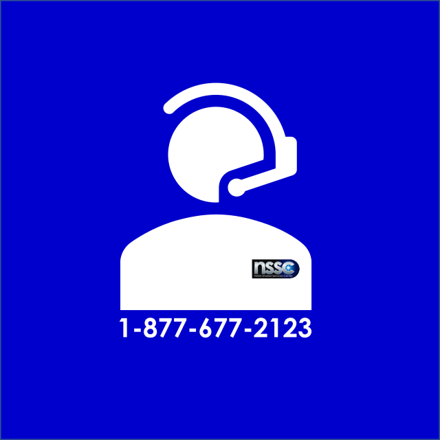 white gender-neutral icon with headset display the NSSC contact phone number underneath
