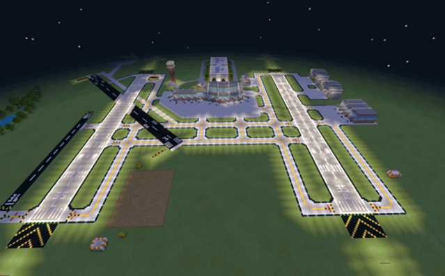 Example of an airport design in Mincraft from the FAA Airport Design Challenge