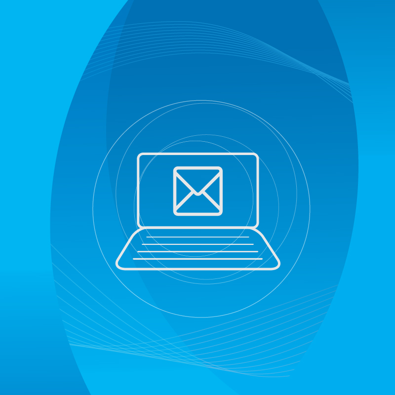 email graphic on blue background