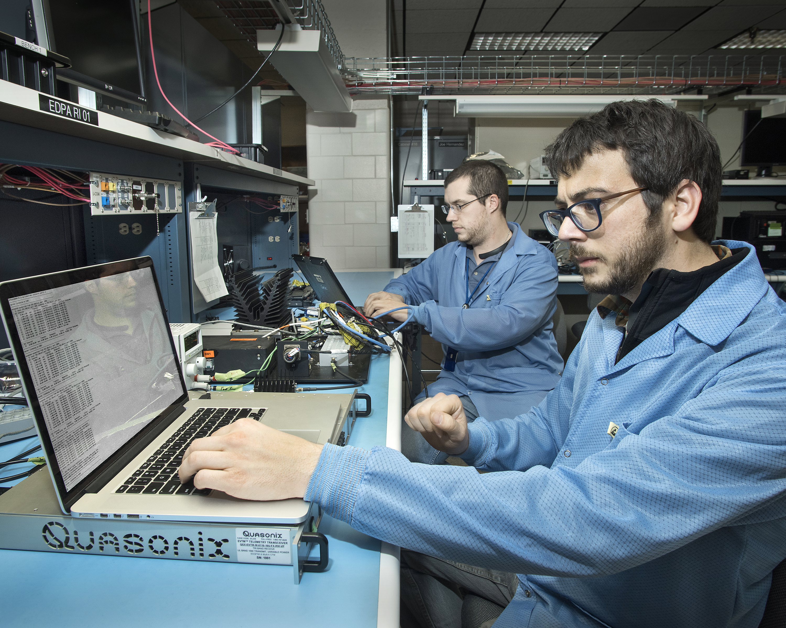 Researchers at NASA Armstrong Flight Research Center check out the Advanced Data Acquisition and Telemetry System.