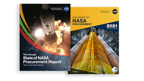 Covers of the Fiscal Year 2021 and Fiscal Year 2022 State of NASA Procurement Annual Report