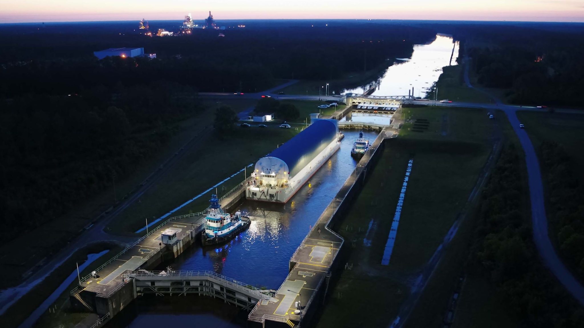 core stage departs on barge