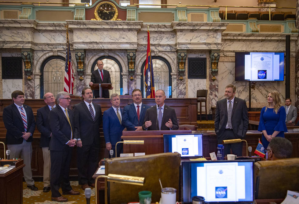 NASA's Stennis Space Center Deputy Director John Bailey addresses members of the Mississippi Senate 