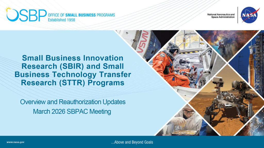 SBIR STTR SBPAC Presentation March 2026