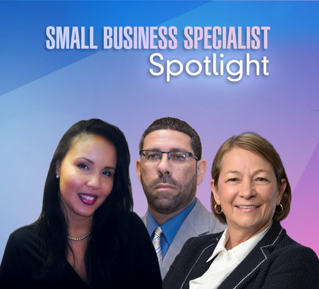 Image of three small business specialists smiling.
