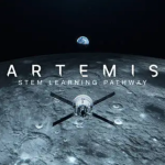A picture of Artemis over the moon