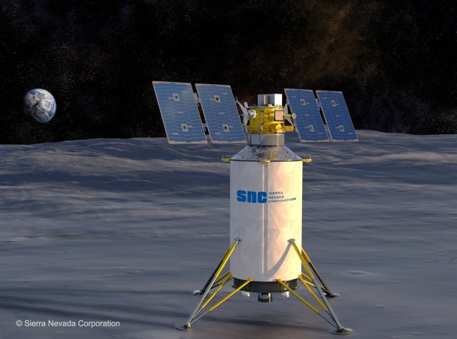 Artist's concept of a Sierra Nevada commercial lander on the Moon.