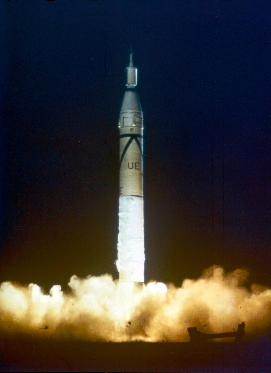 Launch of Jupiter-C/Explorer 1 at Cape Canaveral, Florida on January 31, 1958. 